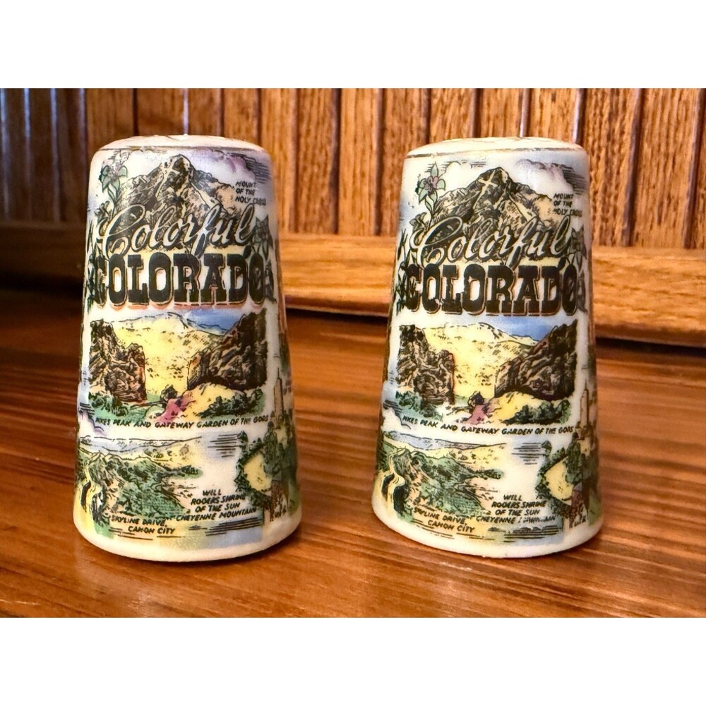 Vintage Colorful Colorado Salt Pepper Shakers Narco Japan Scenic Souvenir